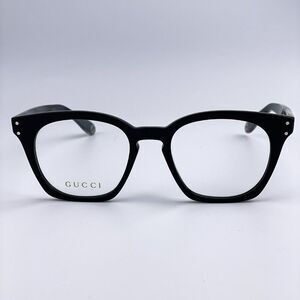 SALE! NEW GUCCI LOGO GG0572O 009 Black Grey Demo Square Unisex Eyeglasses